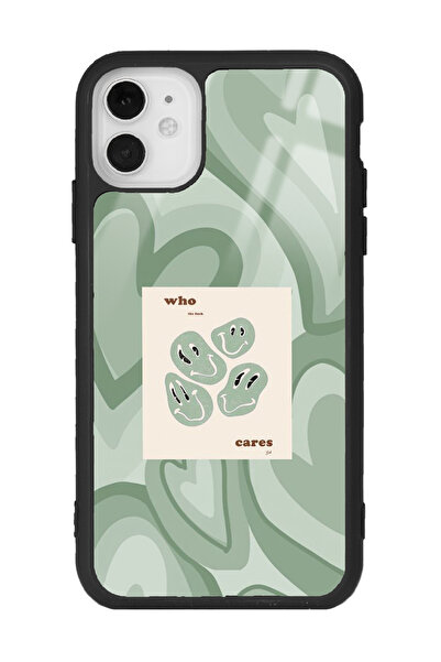 Spoyi iPhone 11 Who Cares Green Tasarımlı Glossy Telefon Kılıfı