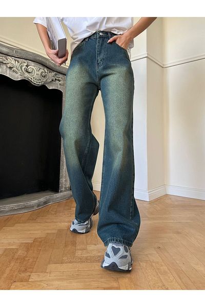 Gofeel Harajuku Tint Detail Vintage Washed Unisex φαρδύ τζιν