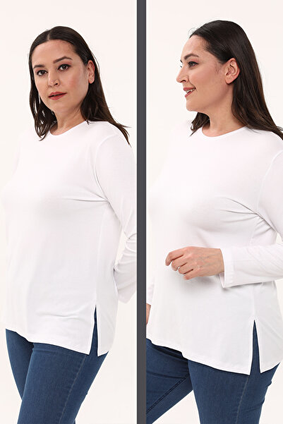 IRK Markacity m Kadın Siyah Beyaz Lacivert Bisiklet Yaka Uzun Kollu Badi