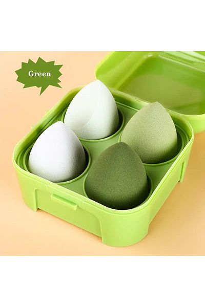 Cosmetichane Colorful Makeup Sponge Set with Plastic Box 4 Pieces