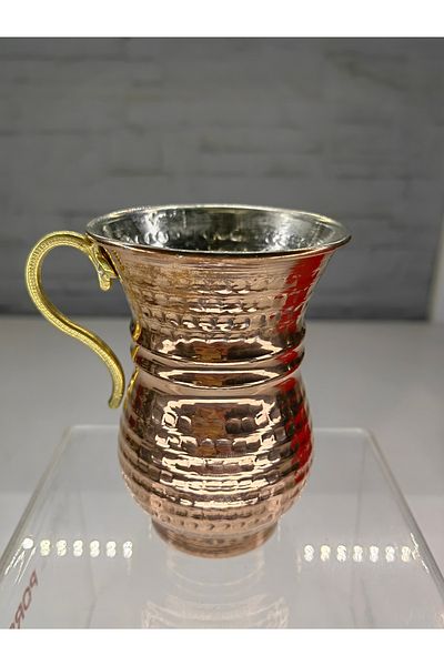 ALANYA HOME DECOR HAND MADE FORGED COPPER Tumbler with handle 350 ML HAND MADE FORGED COPPER Tumbler with Handle