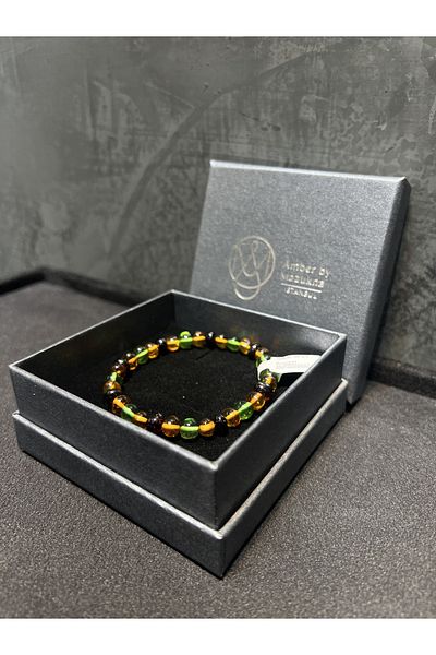 Amber by Mazukna Flexible and Free Cut Colorful Drop Amber Bracelet - Youth and Adult Certified