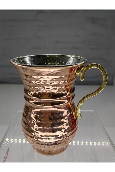 ALANYA HOME DECOR HAND MADE FORGED COPPER Tumbler with handle 350 ML HAND MADE FORGED COPPER Tumbler with Handle