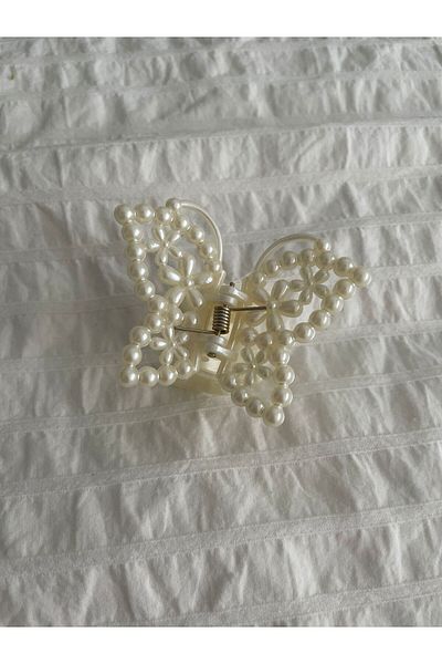 Planet Butik Cream Pearl Butterfly Latch Buckle