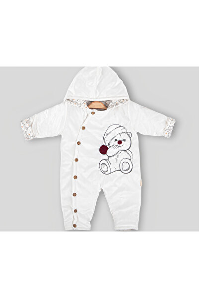 Bebezade UNISEX WINTER FLOPY VELVET JUMPSUIT - 100% Teddy Bear Patterned Cotton Lining, Patterned Embroidered Baby Jumpsuit