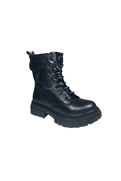 OrtopedikAL Girls' Turquoise Filet Boots - Black Patent Leather, Orthopedic A...
