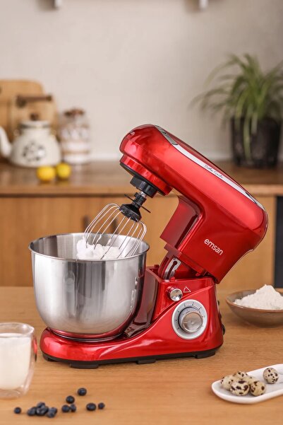 Emsan Kırmızı Stand Mikser Mutfak Şefi 6 Hız Kademeli 1300w 5 Lt