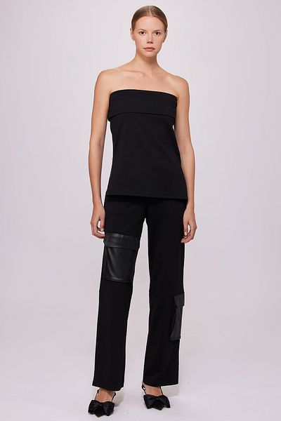 Berr-ın Leather Pocket Knitted Trousers Black