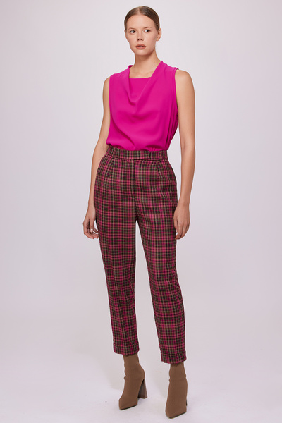 Berr-ın Ekose Düz Paça Klasik Pantolon Fuşya