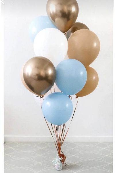 Çemrek Süs Parti Blue Desert Sand bronze White balloon bunch 15 pieces balloons