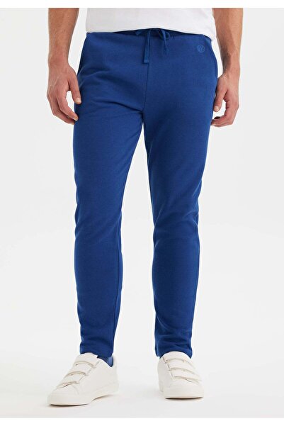 WESTMARK LONDON Blue Pocketed Cotton Straight Leg Regular Fit Men's Sweatpant...