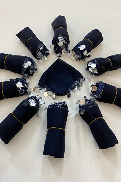 ZEYMERADE Lacivert Şifon Gelin Damat Nedime Halay Mendili, Söz Nişan Düğün Kı...