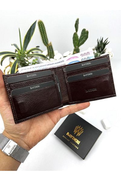 BAYDERİ Елегантен магнитен портфейл Cesar от естествена кожа