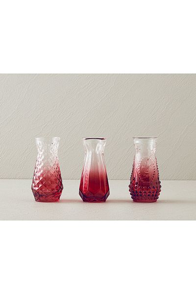 English Home Σετ βάζο 3 τεμαχίων Claret Red Arya Glass
