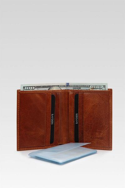 BAYDERİ West Genuine Leather Card Holder Wallet