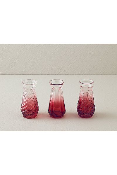 English Home Σετ βάζο 3 τεμαχίων Claret Red Arya Glass