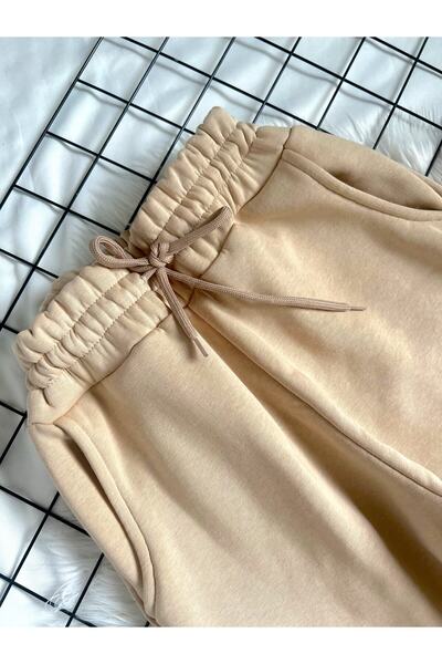 modabetce Basic 3 Thread Cotton Raised Women's Bottom Tracksuit