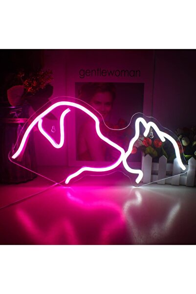 dekoraven Kedi ve Köpek Neon Led Tabela Dekoratif Aydınlatma