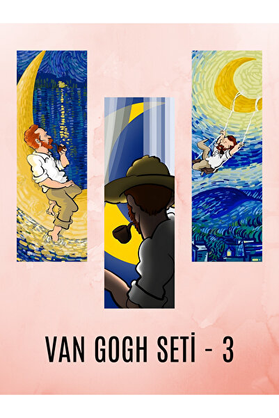 tsugame Özel Tasarım Van Gogh Kitap Ayraçları Hediyelik Ayraç - Van Gogh 3'lü Ayraç Seti