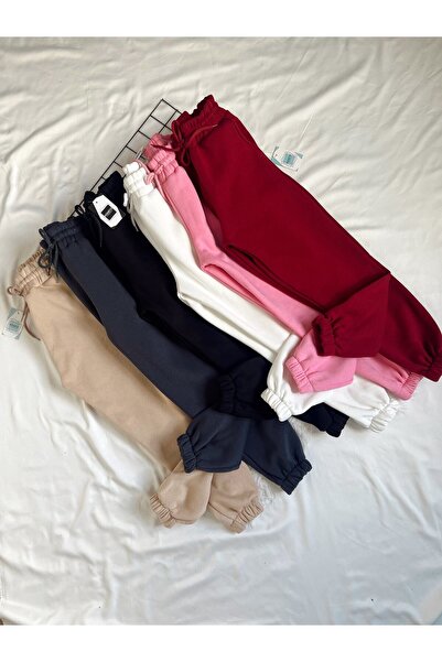 modabetce Basic 3 Thread Cotton Raised Women's Bottom Tracksuit