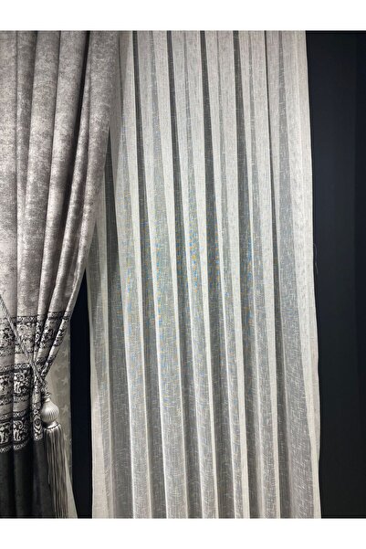 Epay Gümüş Kırçıllı Keten / Kaliteli / Ütü İstemez Tül Perde (1,2) Seyrek Pile