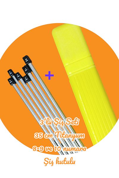 Masal Örgü Evi Sultan/yabalı Needle Box Set of 3 Titanium Knitting Needles 35 Cm Numbers 8-9 and 10