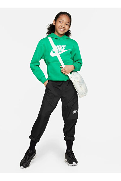 Nike سويت شيرت بغطاء رأس أخضر للأطفال FD2988-324 K NSW CLUB FLC HDY