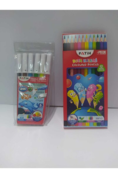 BOYAMA SETİ FATİH 12 Lİ KURU BOYA+FATİH 6 LI KEÇELİ KALEM 2 Lİ SET