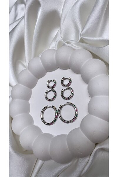 Accessories 6lı Çelik Set Halka Küpe Gümüş