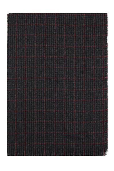 Esgue Viscose Black Smoked Plaid Patterned Scarf
