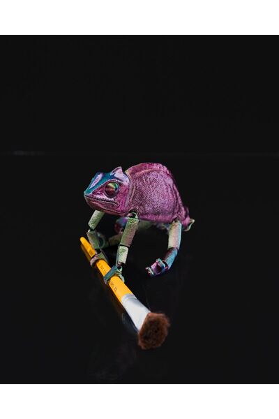 TuransoyCraft Bukalemun Hareketli Oyuncak Bukalemun Fırça Tutucu 15 cm