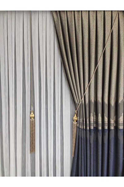 Nish Perde NİSH PERDE Pano Fon Perde İki Kanat Sık Pile Kenar Tavan Broçol HE...