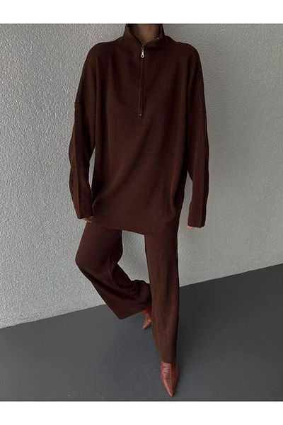 De Pose محبوك مفصلة سترة كبيرة الحجم بنطلون تريكو مجموعة أعلى وأسفل