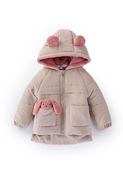 PODIUM GYM Cute Rabbit Print Soft Fabric Baby Toy Coat - Winter with Pockets and Hood