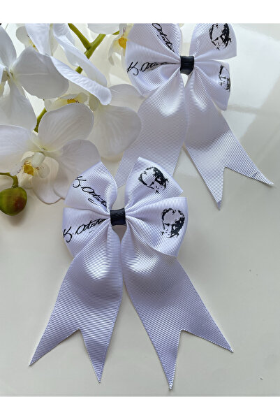 Eliya Clips White Ribbon Ataturk Silhouette Printed and Signed Girl's April 2...