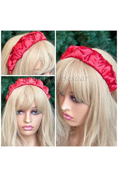 QUEEN AKSESUAR Coroană din satin roșu strălucitor - Coroană pentru femei și c...