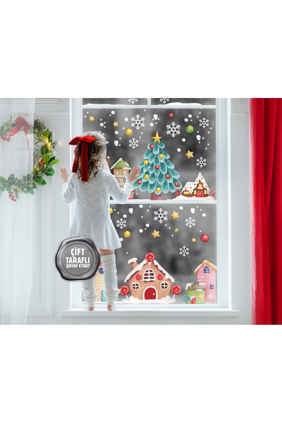 AlyMarkt New Year's Kids Baby Room Sticker - Houses and Pine Tree Winter Patt...