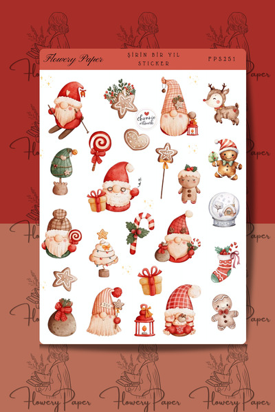 Flowery Paper Şirin Bir Yıl Sticker Sayfası- Defter ,Ajanda , Journal,Scrapbo...