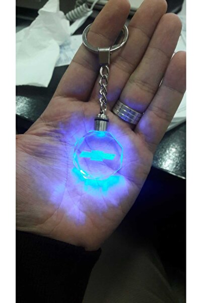 Chevrolet Logolu Yedek Pil Hediyeli Led Işıklı 3d Kristal Araba Anahtarlık Ye...
