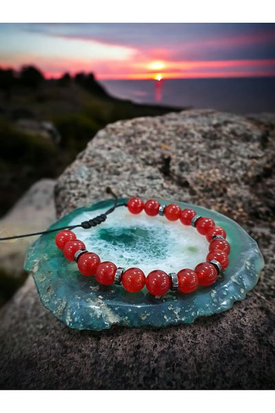 NBS Beautiful Naturel Stones Yemen Agate, Hematite Intermediate Apparatus Aa Quality Natural Stone Bracelet 8 mm