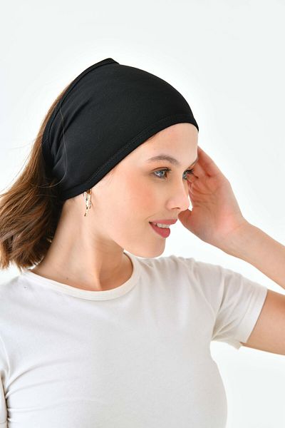 mirach Practical Snap-on Long Pipe Hijab Cap Ready to Install Pipe Bonnet Bandana Wide Hair Band Plain Long