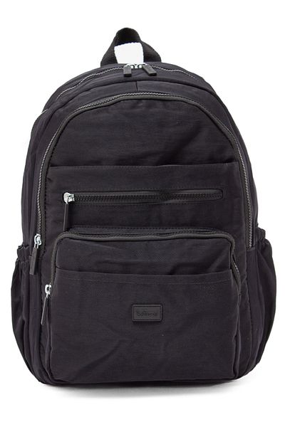 KAFF Young 17304 Black Crinkle Fabric Water Resistant Multi-Pocket Backpack