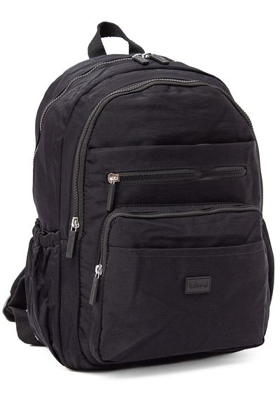 KAFF Young 17304 Black Crinkle Fabric Water Resistant Multi-Pocket Backpack