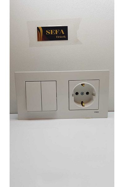 VİKO COMMUTATOR GROUNDED SOCKET FRAMED DOUBLE SET WHITE VİKO KARRE