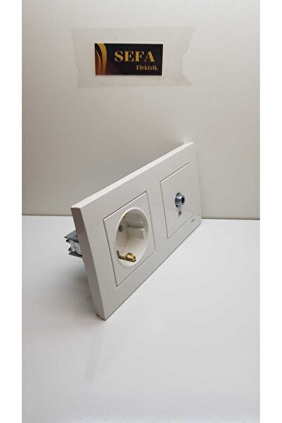 VİKO مقبس مؤرض للأقمار الصناعية، مجموعة مزدوجة بإطار أبيض، VIKO KARRE