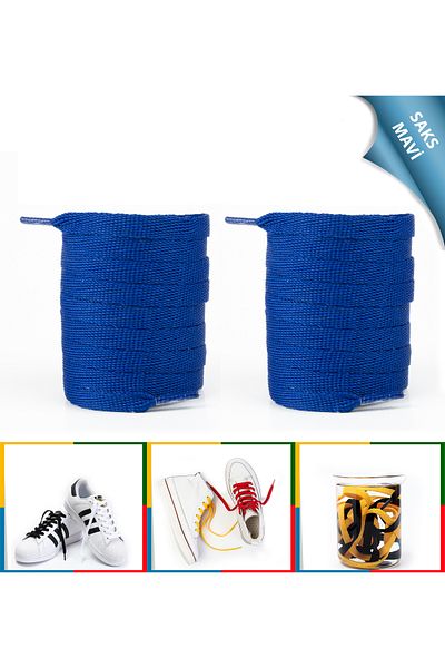 AiryFooT Sports Shoe Laces Nike, Adidas Skechers, Converse Shoe Laces 120 Cm 1 Pair Saks Blue