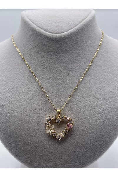 PANCO SHOP ACCESSORIES JEWELRY Kalpli Aşk Kolyesi Denizde duşta kararmaz Şık taşlı kolye ( Hediye Paketli )