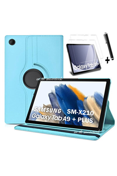 m.tk moveteck Samsung Galaxy Tab A9 Plus 11 Inç Uyumlu Kılıf 360 Dönebilen Standlı Kapak Ekran Koruyucu Sm-x210
