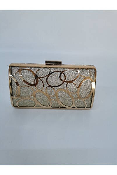 NAZART Women's Kumsim Golden Gold Evening Dress Clutch Portfolio Hand Wedding Engagement Evening Bag