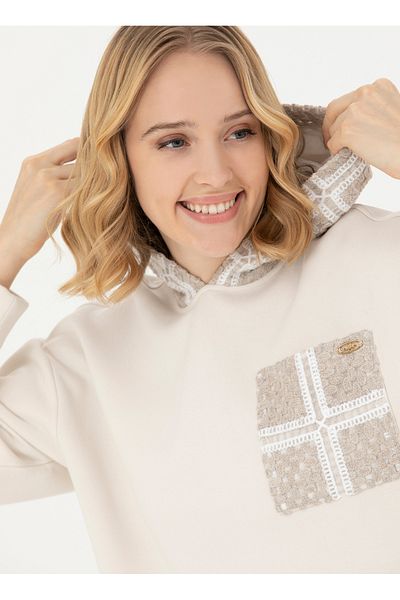 U.S. Polo Assn. BASE. Polo Assn. Hooded Collar Stone Women's Sweatshirt NASIT